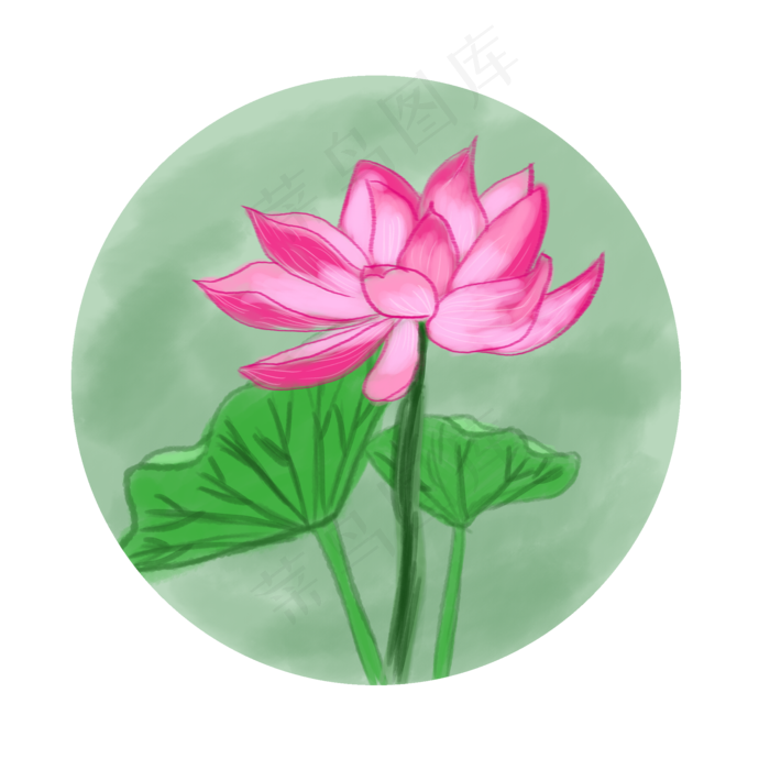 手绘荷花清新粉色手账素材厚涂商(2000X2000(DPI:300))psd模版下载