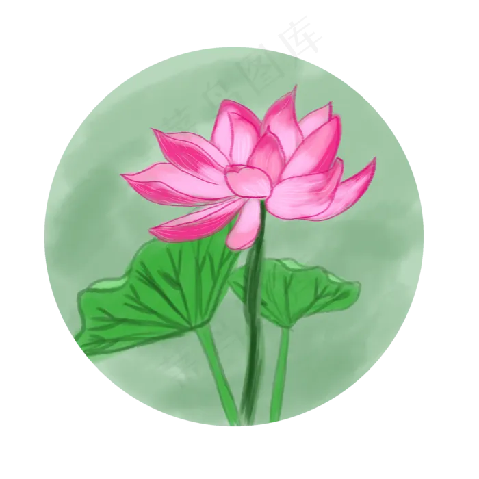 手绘荷花清新粉色手账素材厚涂商(2000X2000(DPI:300))psd模版下载