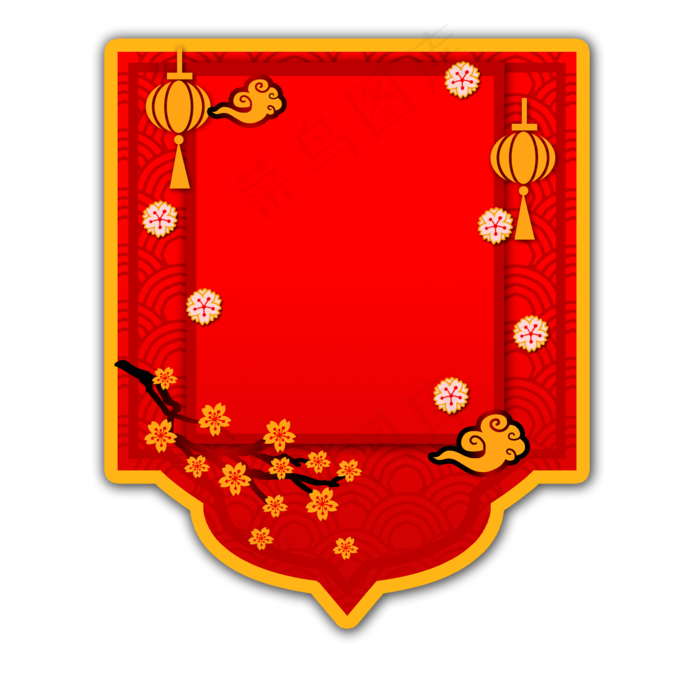 手绘春节灯笼画布插画,免抠元素