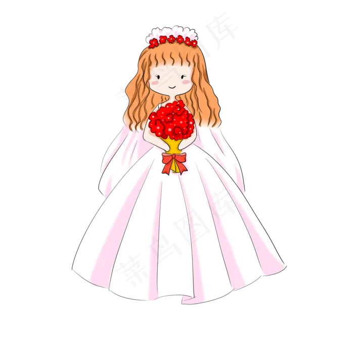 手绘七夕卡通新娘(2000X2000(DPI:299))psd模版下载