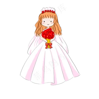 手绘七夕卡通新娘