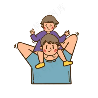 矢量免抠卡通可爱父亲节爸爸和女