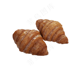 两个牛角包实拍png免抠