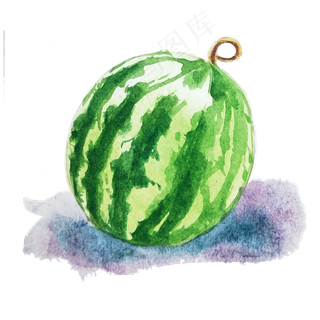 手绘卡通水彩水果西瓜
