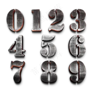 金属质感立体123456789数字创意原创