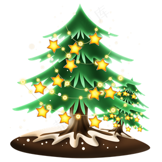 雪天的圣诞树,免抠元素