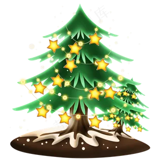 雪天的圣诞树,免抠元素