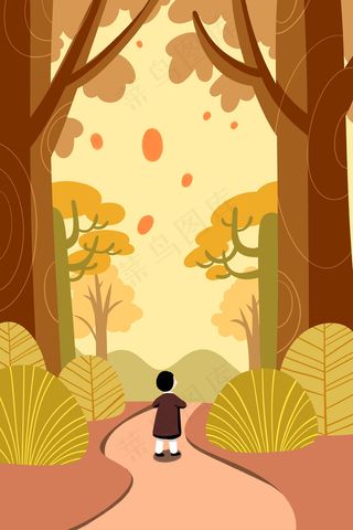 黄色系卡通手绘风立秋秋天配图