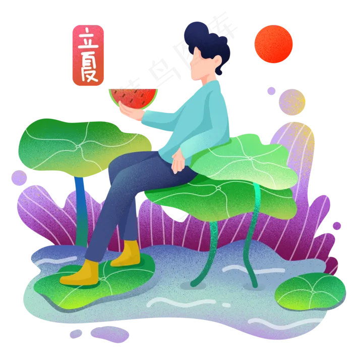 旅游女孩吃西瓜