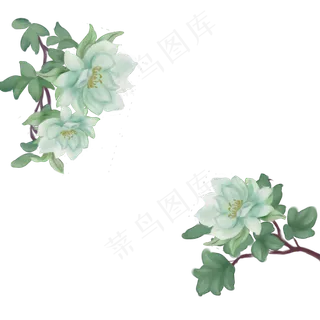 古风花鸟蝴蝶圆形边框,免抠元素