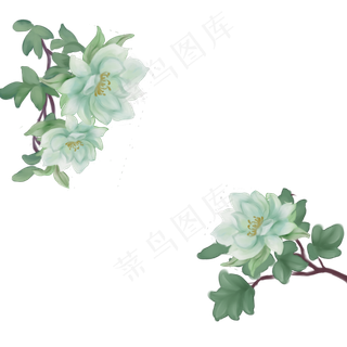 古风花鸟蝴蝶圆形边框,免抠元素