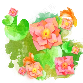 小清新处暑河畔河灯与荷叶