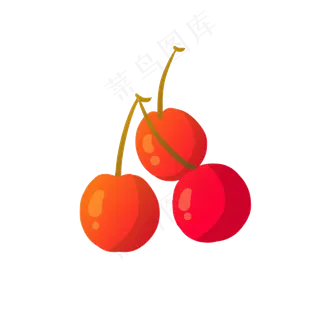 手绘红色樱桃水果卡通