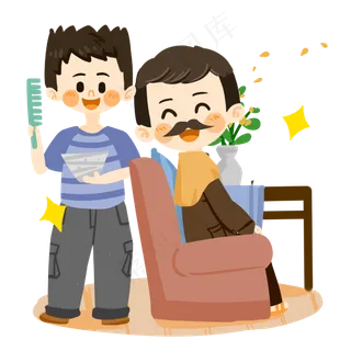 父亲节给父亲染头发PNG素材