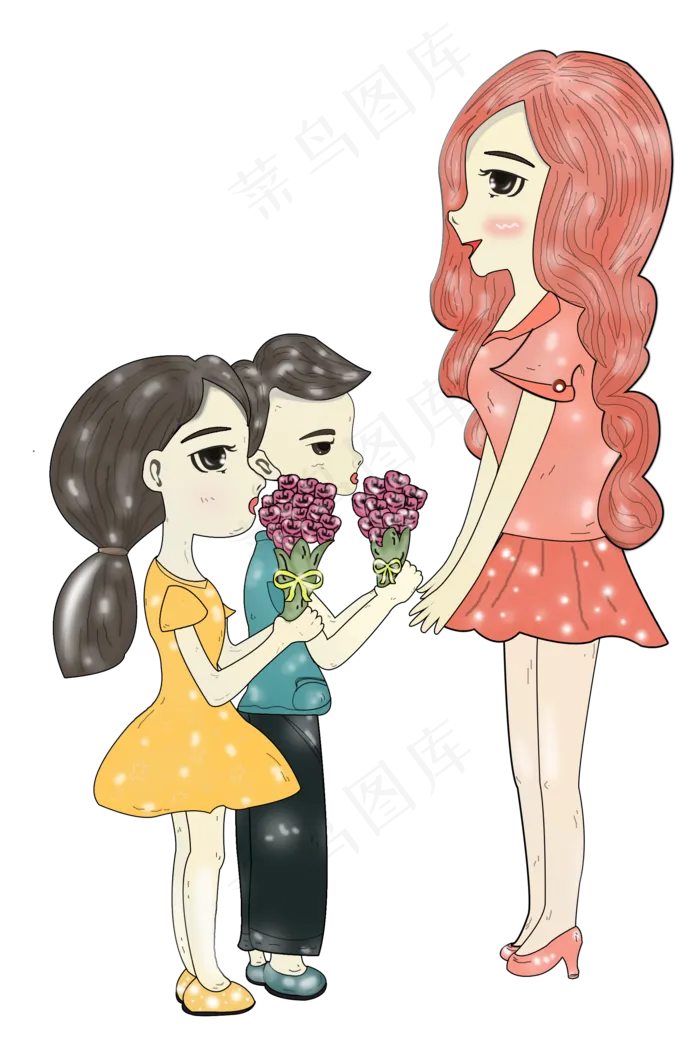 手绘教师节送花给老师的学生pn