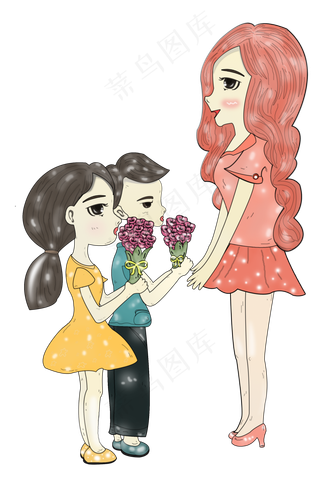 手绘教师节送花给老师的学生pn