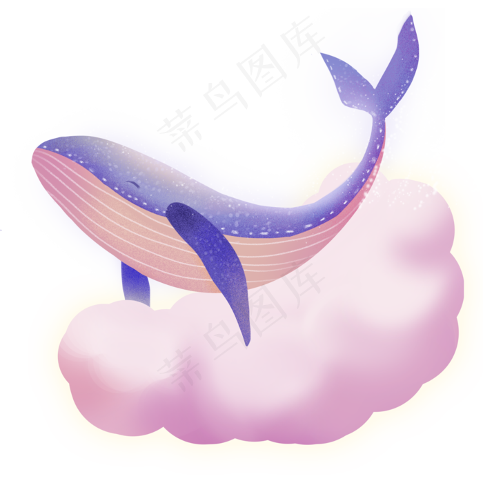 梦幻动物鲸鱼和云朵,免抠元素