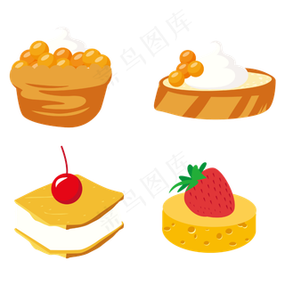 卡通矢量水果蛋糕派