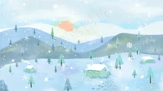 大雪节气冬天冬季冰雪覆盖唯美雪花景色