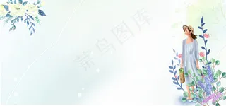 夏季小暑文艺手绘美女banner