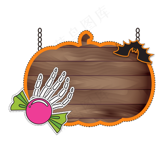 卡通万圣节指示牌装饰,免抠元素