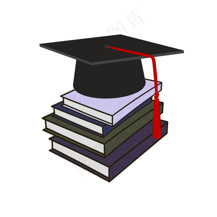 博士帽与书籍PNG素材
