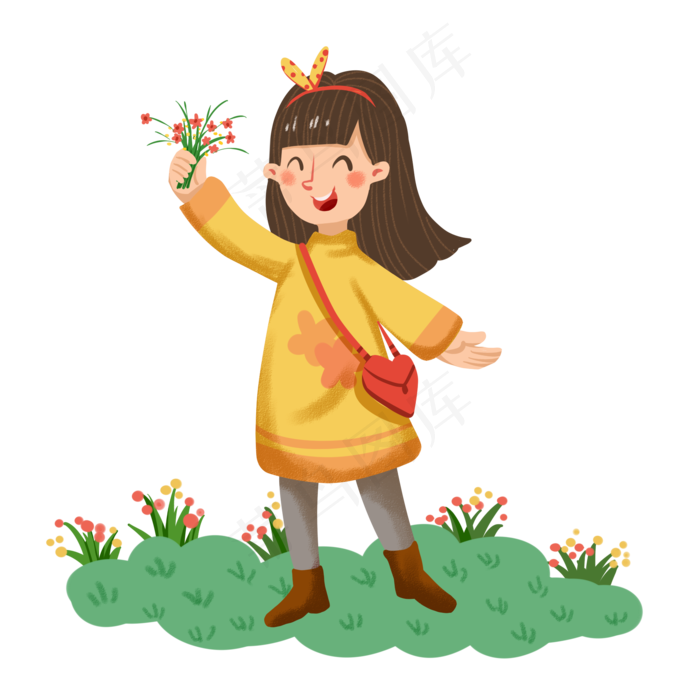 立春赏花的小女孩