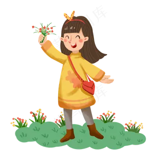 立春赏花的小女孩