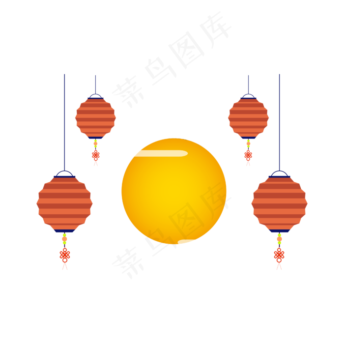 矢量手绘卡通灯笼月亮,免抠元素(4167*4167px 300 dpi )ai矢量模版下载