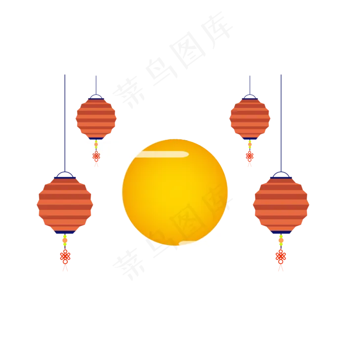 矢量手绘卡通灯笼月亮,免抠元素(4167*4167px 300 dpi )ai矢量模版下载
