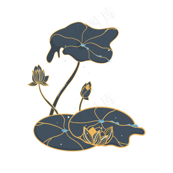 小暑大暑清凉莲花荷叶植物(2000X2000(DPI:72))psd模版下载