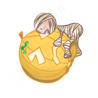 万圣节木乃伊南瓜灯鬼,免抠元素