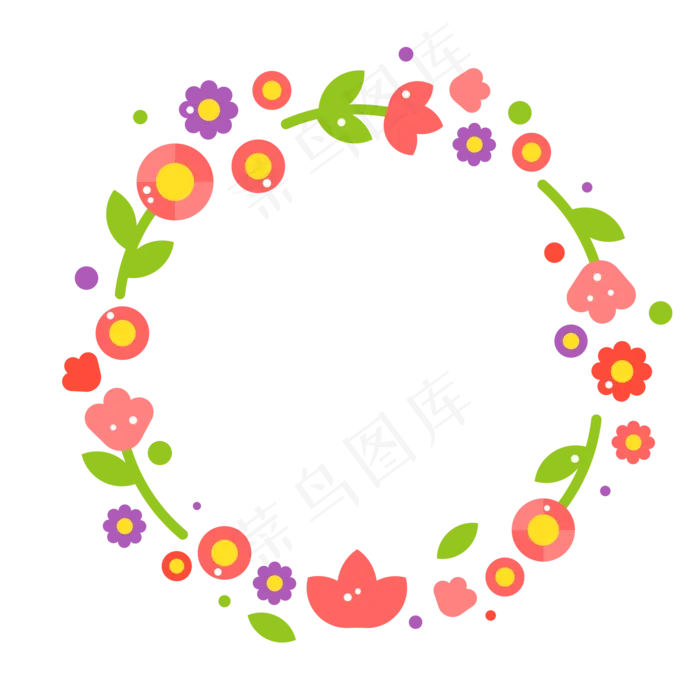 花环彩色植物(2000X2000(DPI:300))ai矢量模版下载