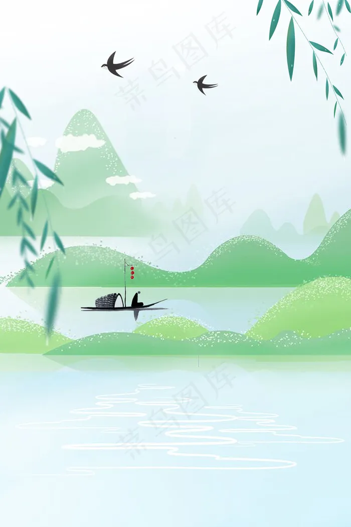 清明节踏青湖泊PSD分层广告