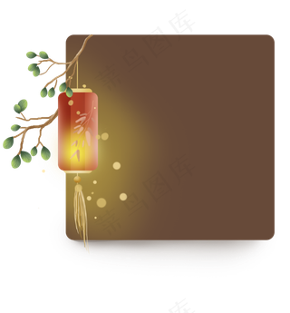 树枝红灯笼文本框,免抠元素