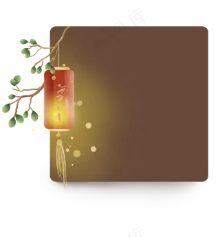 树枝红灯笼文本框,免抠元素