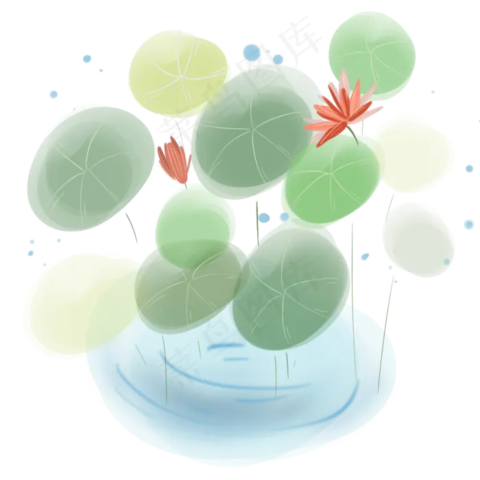 水墨荷花和荷叶(2000X2000(DPI:300))psd模版下载