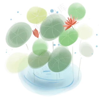 水墨荷花和荷叶