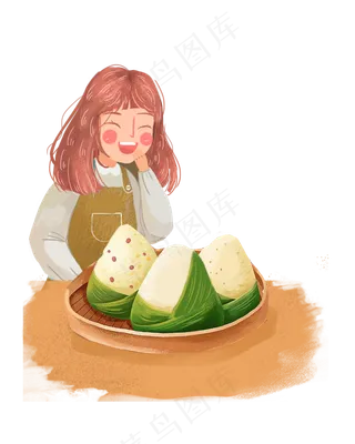 端午女孩粽子png素材