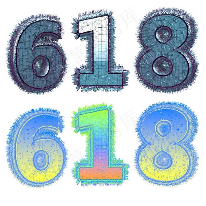 618立体机械朋克风艺术字(2362X2362(DPI:300))psd模版下载