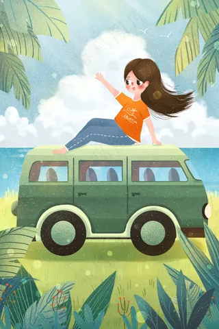 小清新女孩度假旅行