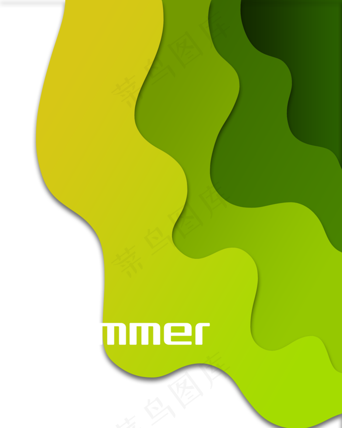 夏日绿色渐变装饰边框立体剪纸