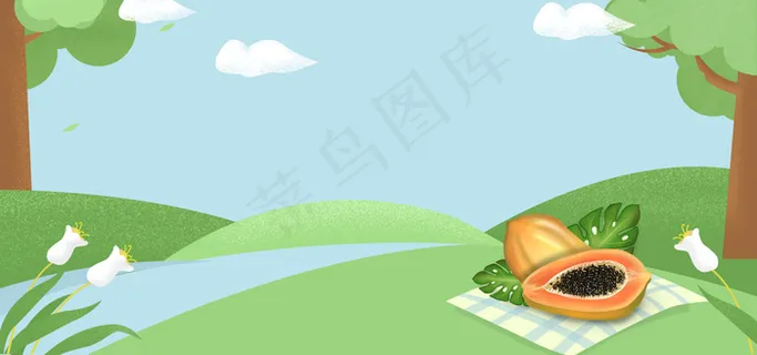 木瓜主题清新卡通可爱banner