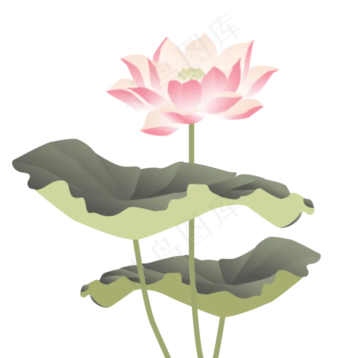 手绘花夏日池塘荷花元素(2000X2000(DPI:72))psd模版下载