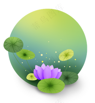 紫色荷花莲花文本框