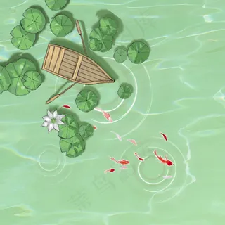 手绘夏至小清新荷塘电商banner
