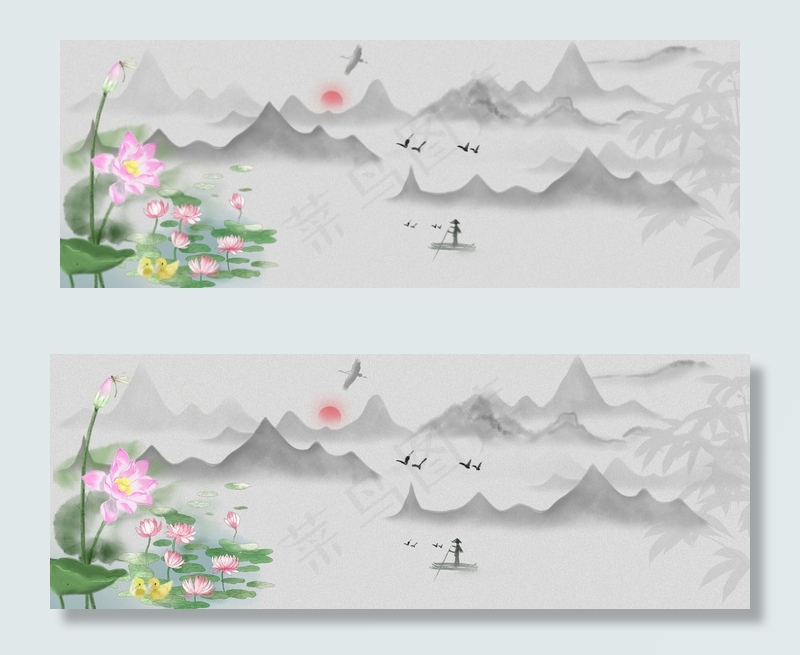 中国风素雅清新传统海报背景