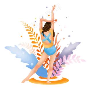 手绘健身人物png图,免抠元素