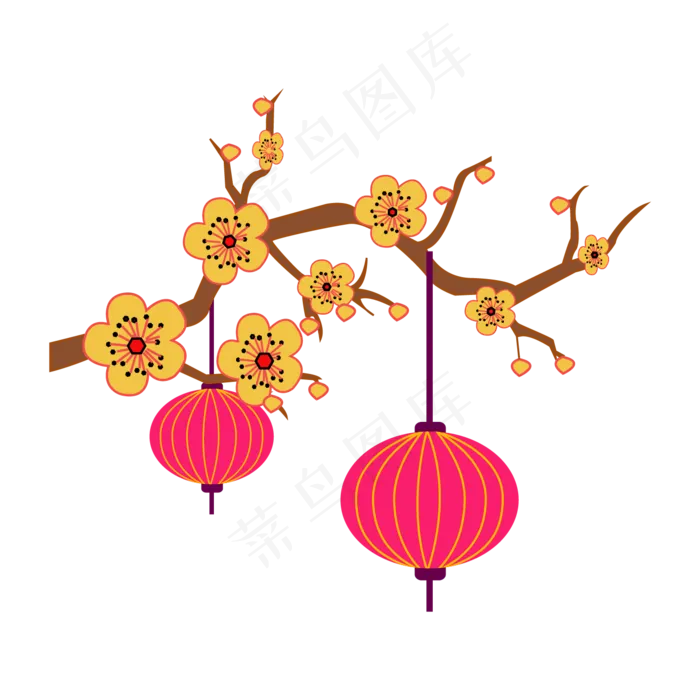 复古中国风梅花装饰图案,免抠元素(1417*1417px 300 dpi )ai矢量模版下载