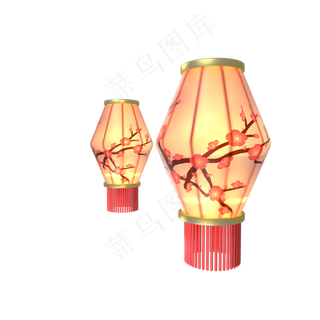 春节元宵节传统发光灯笼,免抠元素